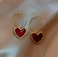 Ruby Heart Hoop Earrings