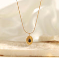 Black Tear Drop Stone Necklace