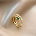 Green Emerald Stone Studded Ring