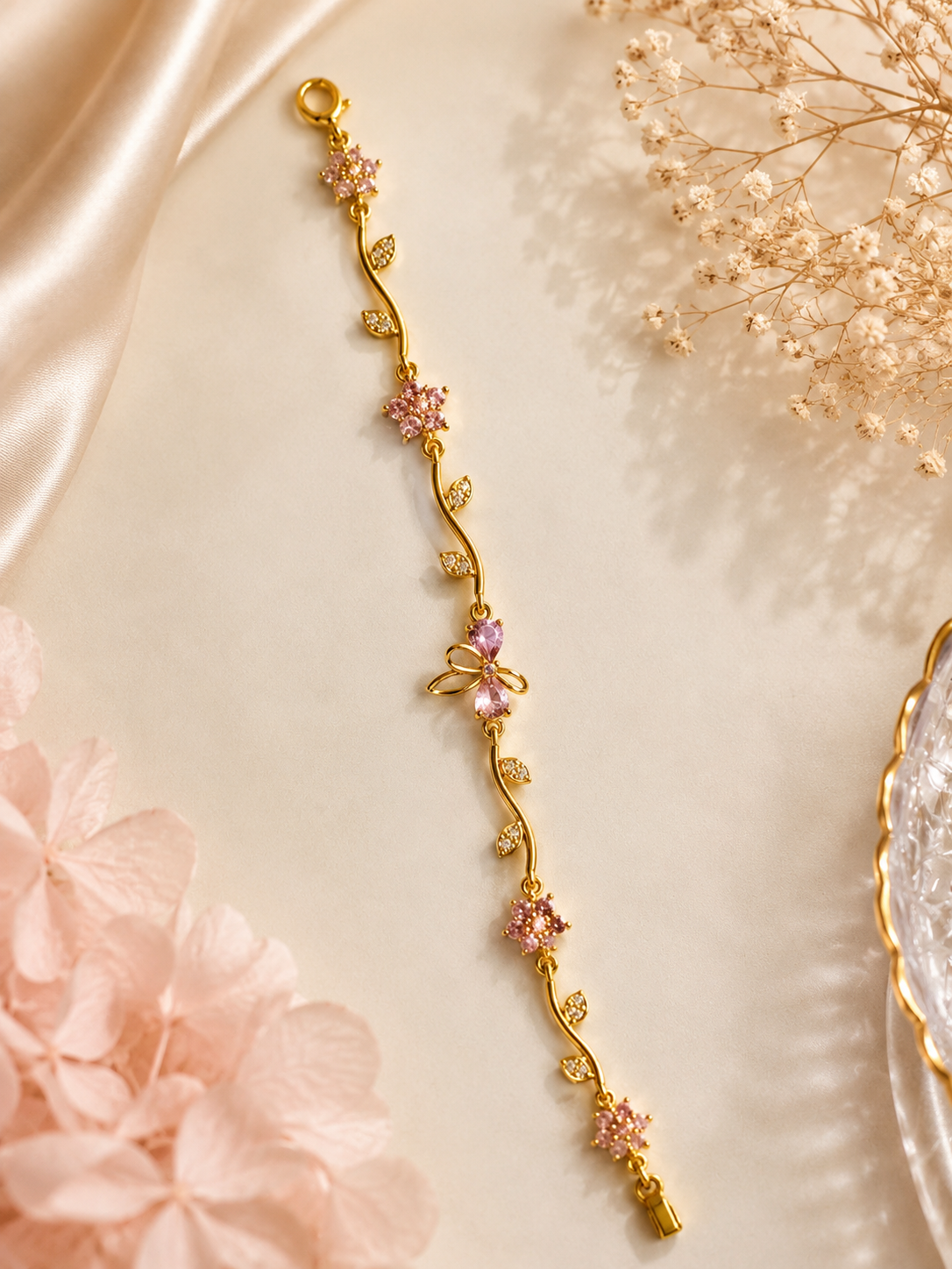 Blossom Baby Pink Bow Charm Bracelet
