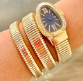 Anti Tarnish Golden Snake Watch (Blue)