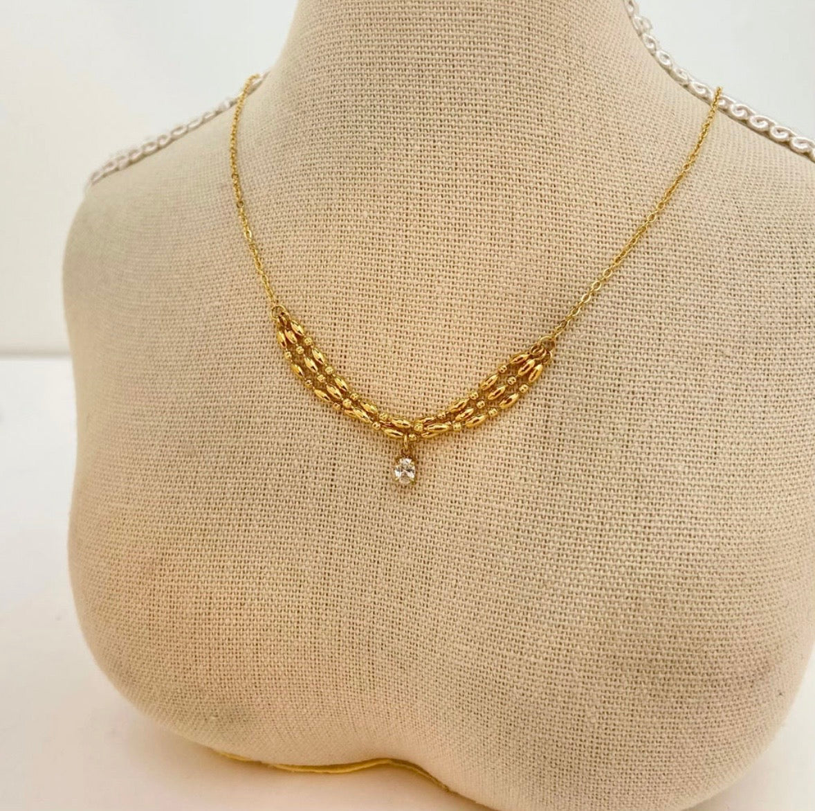 Oval Zircon Beads Rope Necklace