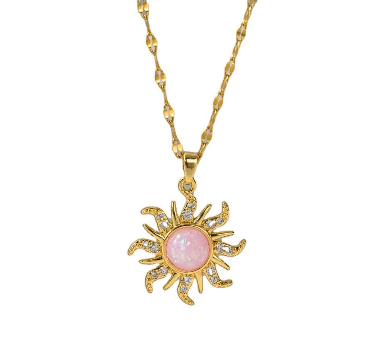 Pink Opal Sun Necklace