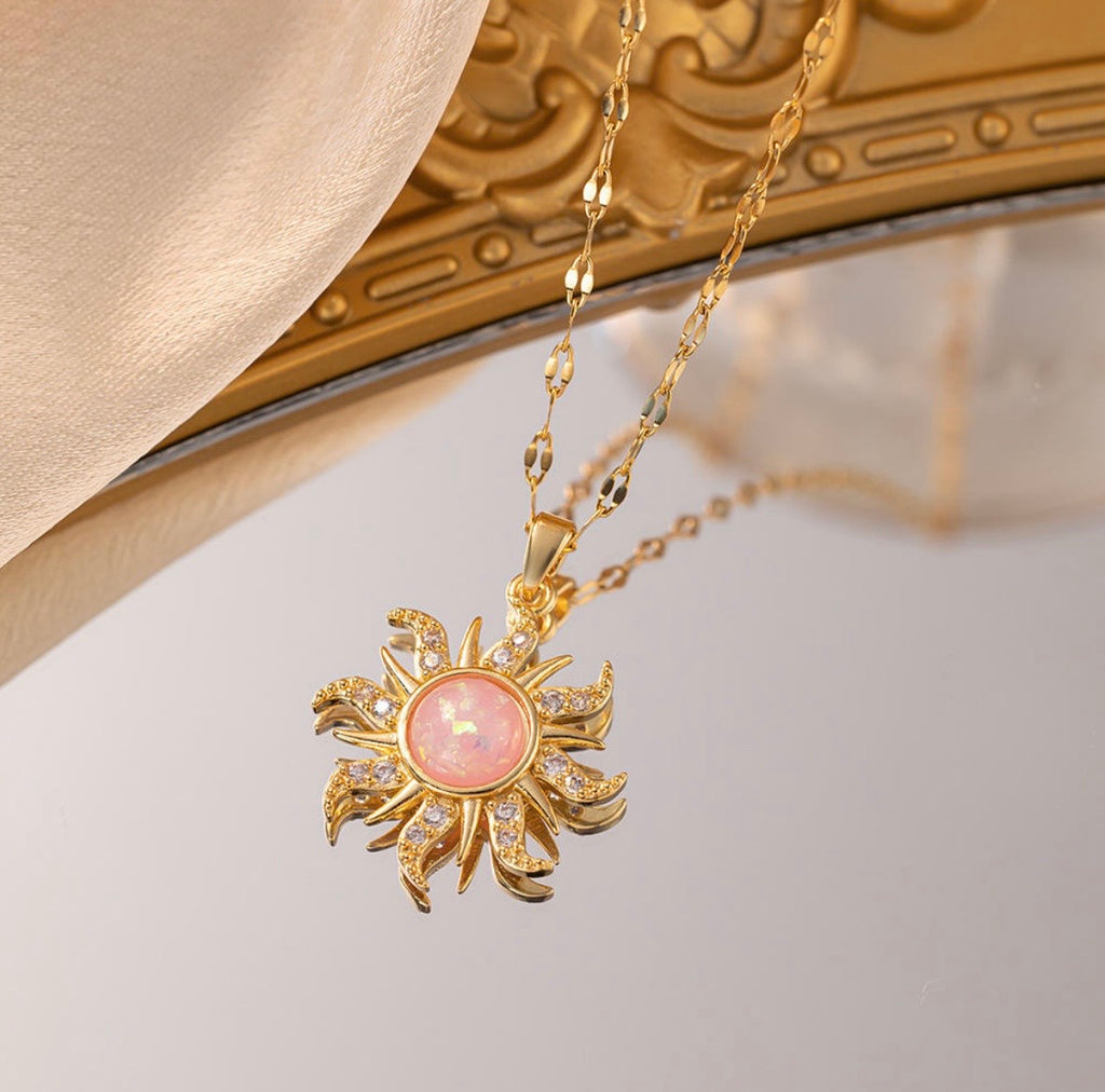 Pink Opal Sun Necklace