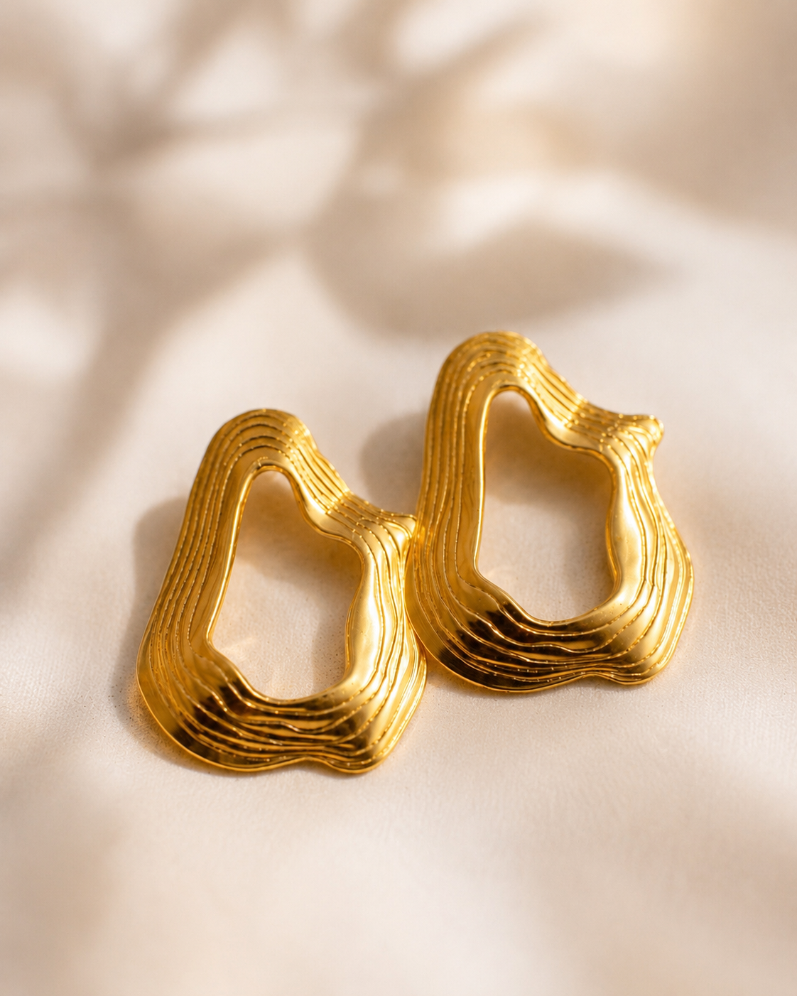 Anti Tarnish Gold Abstract Earrings