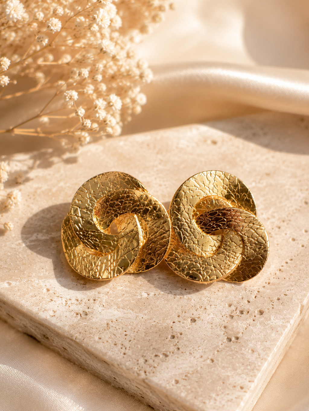 Textured Knot Gold Earrings