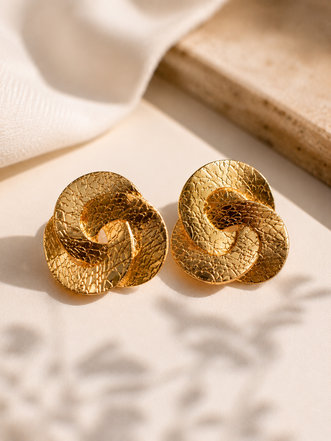 Textured Knot Gold Earrings