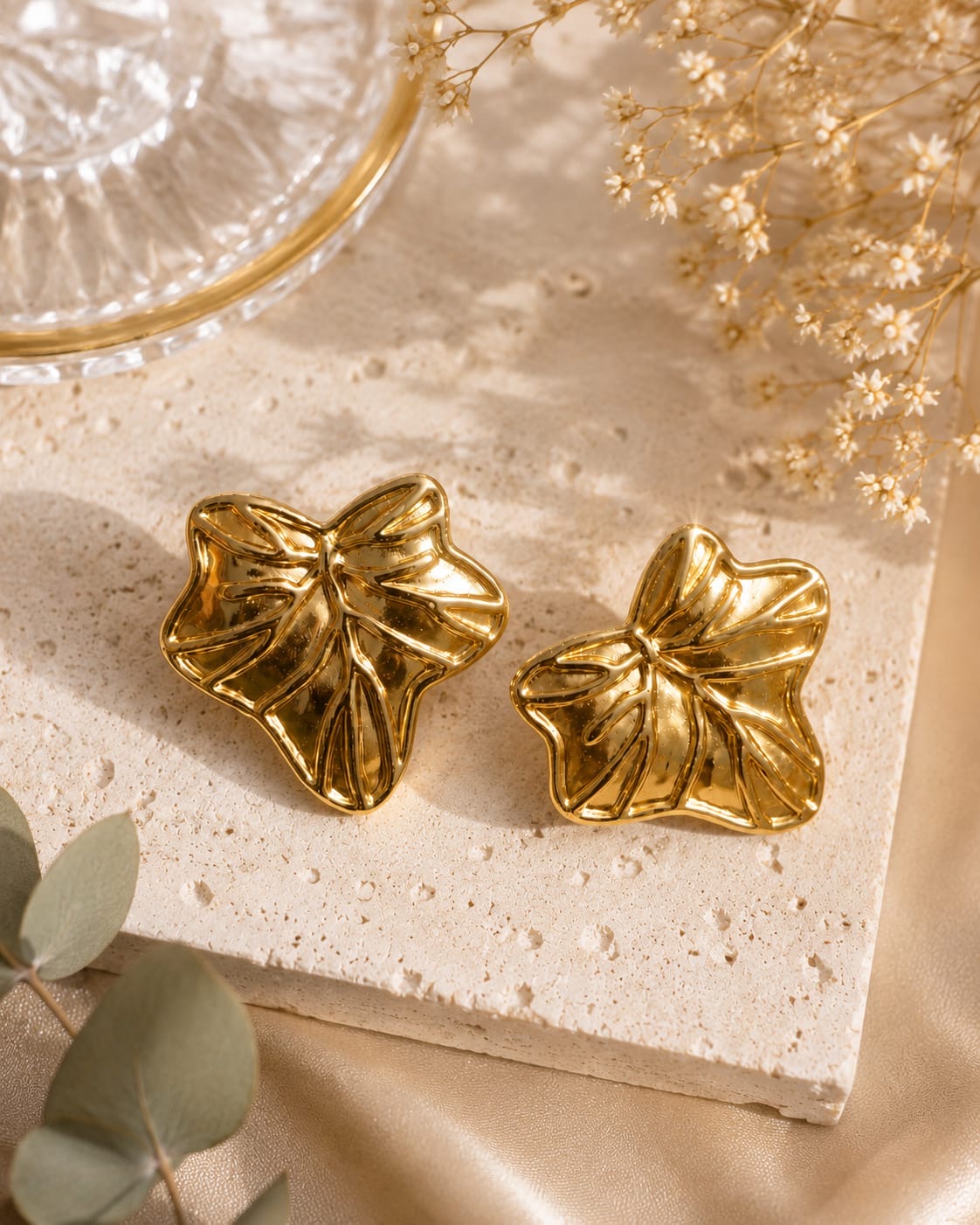 Golden Leaf Statement Earrings