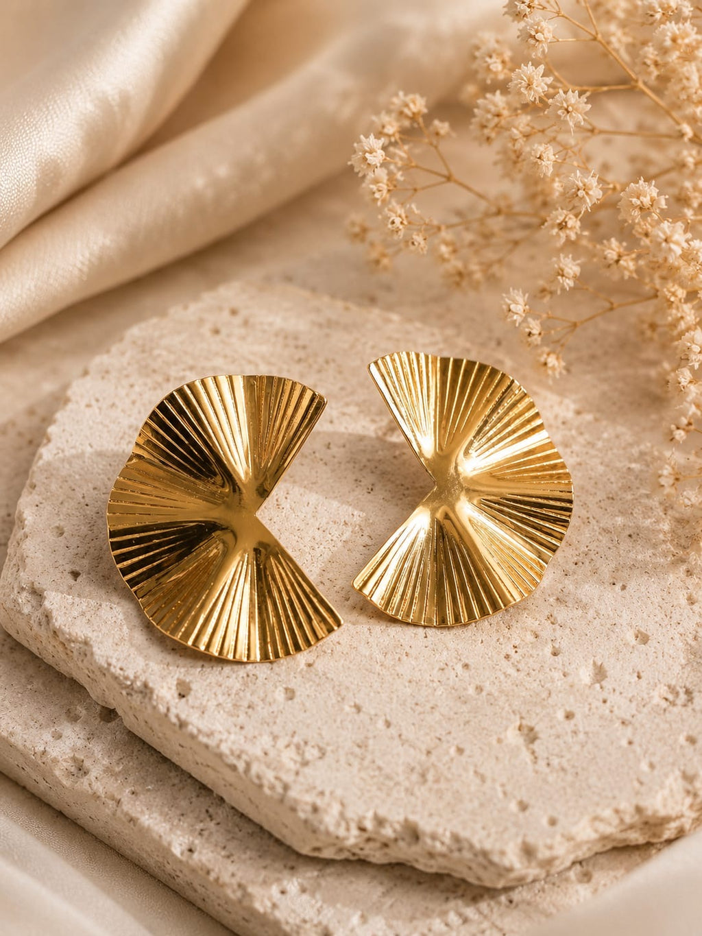 Sunray Fan Gold Earrings
