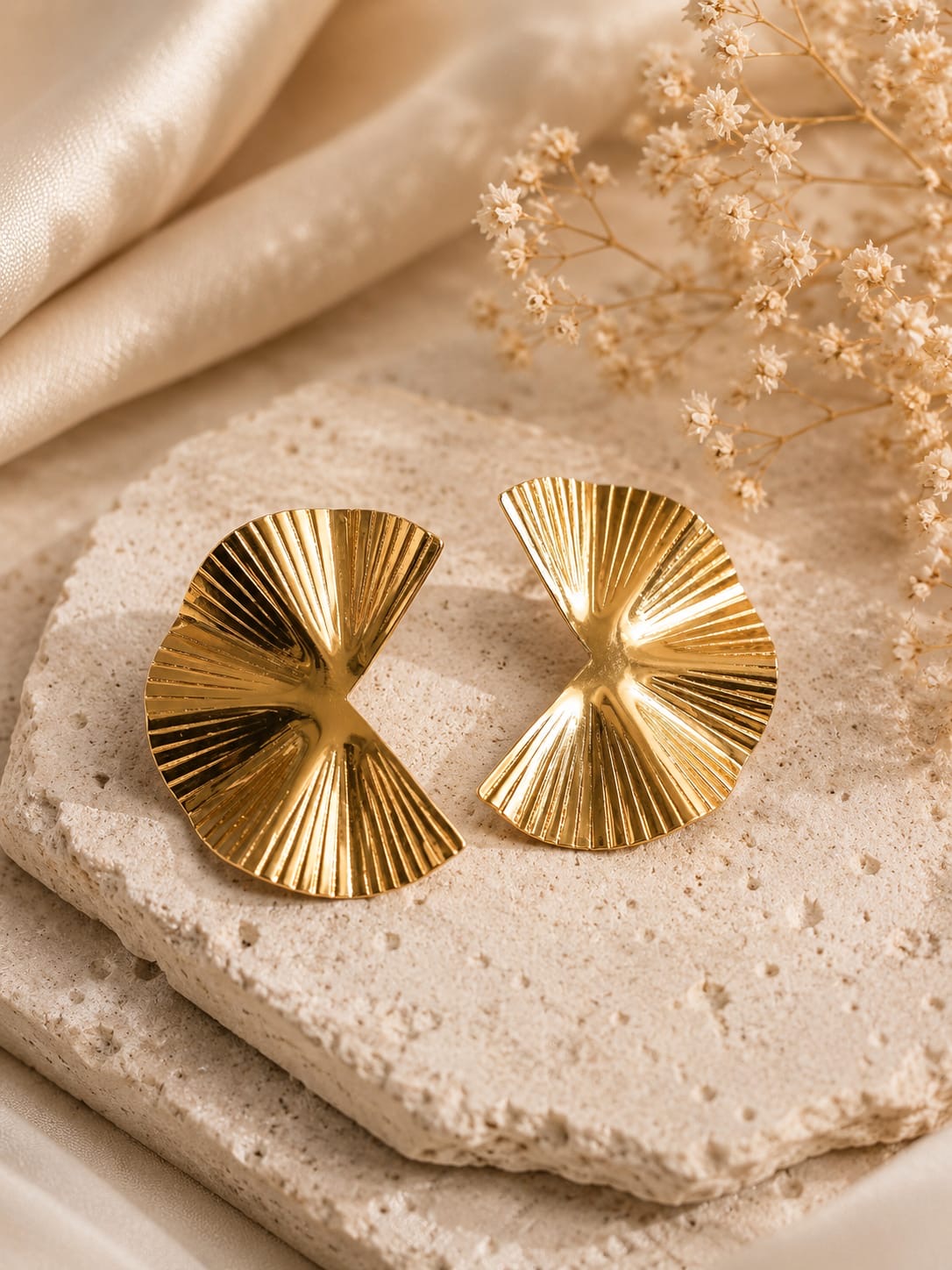 Sunray Fan Gold Earrings