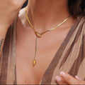 Anti Tarnish Snake Flat Diamond Necklace