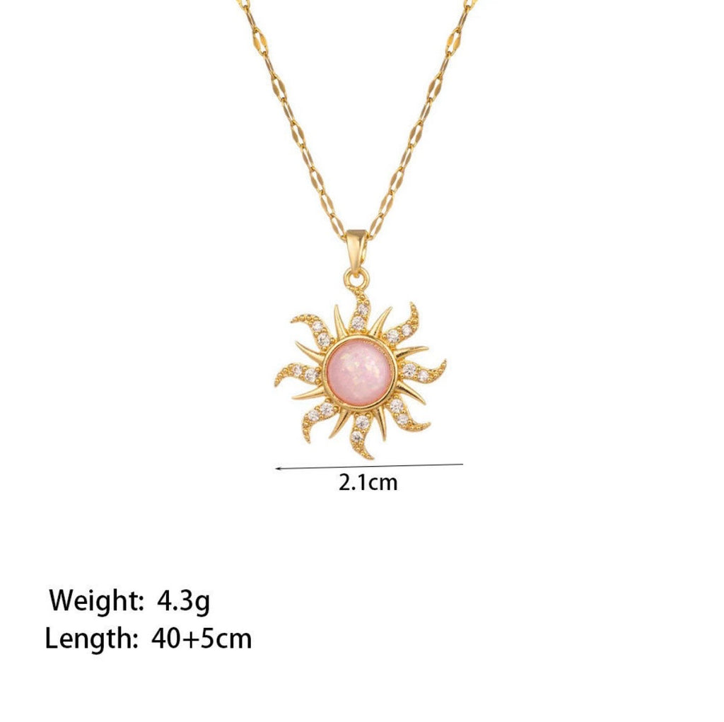 Pink Opal Sun Necklace
