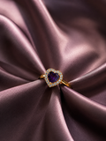 Amethyst Halo Heart Adjustable Ring