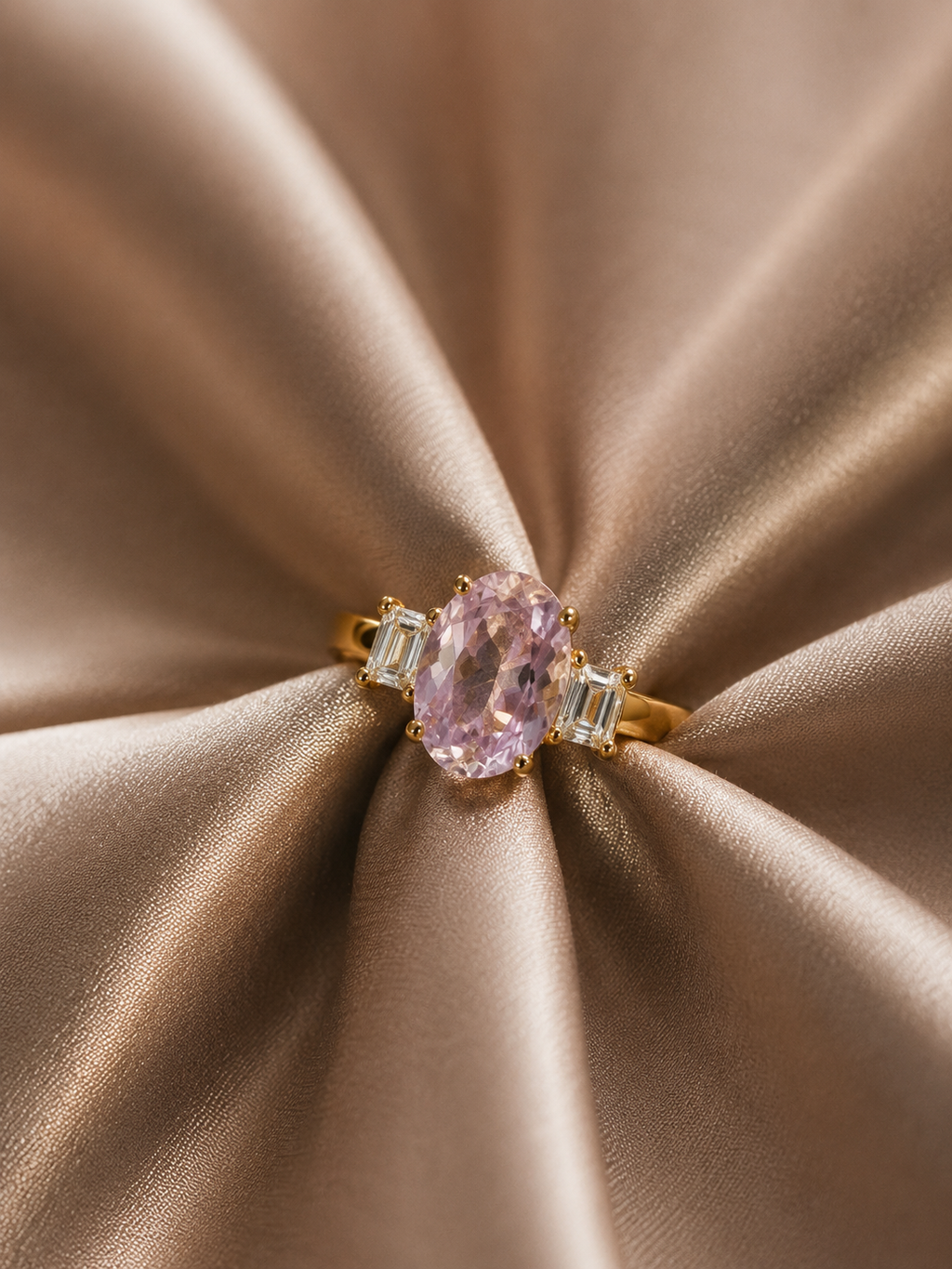 Pink Quartzite Three-Stone Adjustable Ring