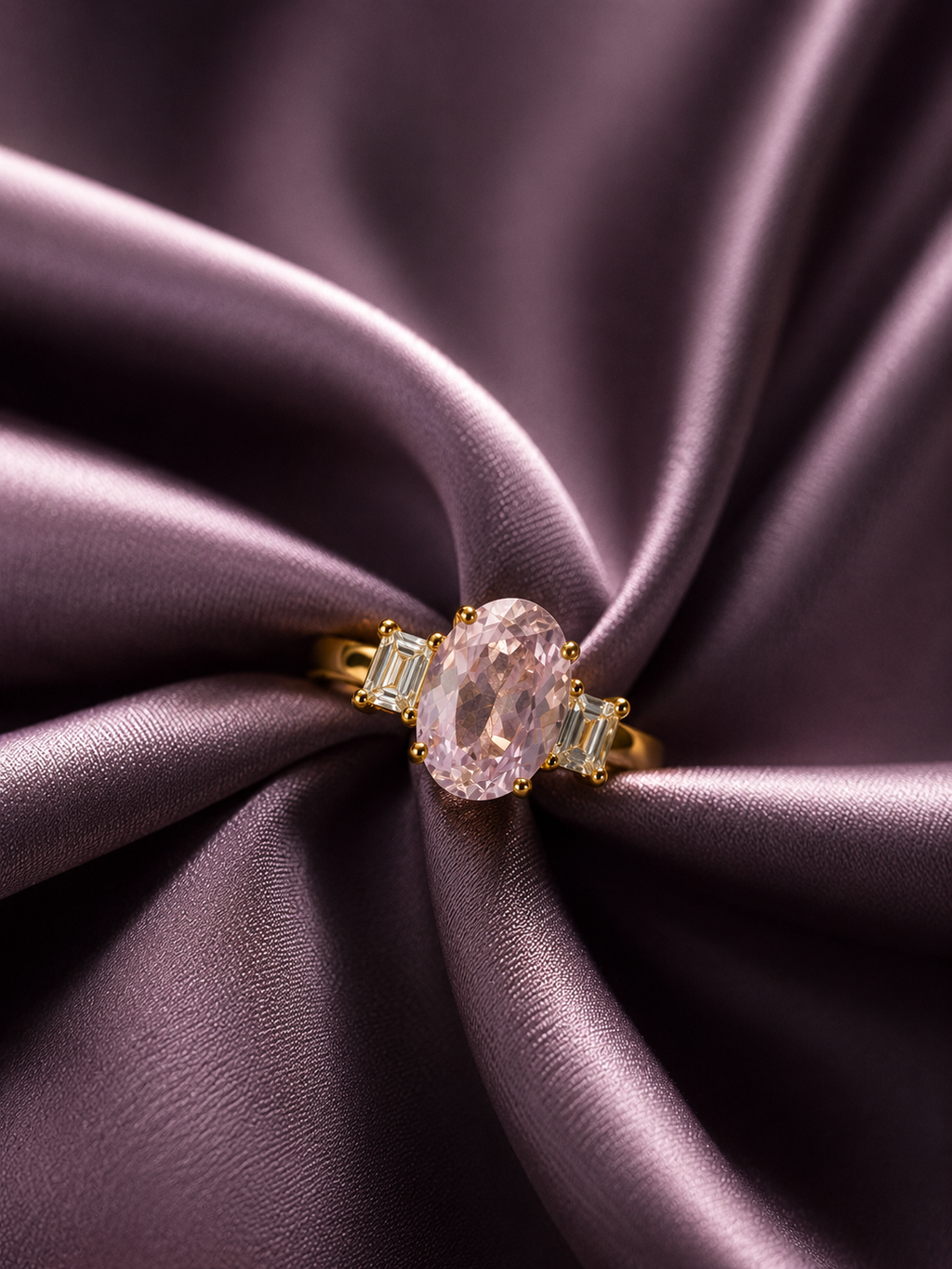 Pink Quartzite Three-Stone Adjustable Ring