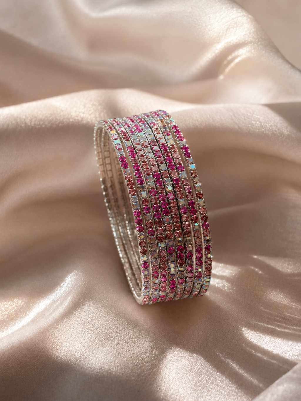 Hot Pink Crystal Wrap Bracelet (Single Piece)