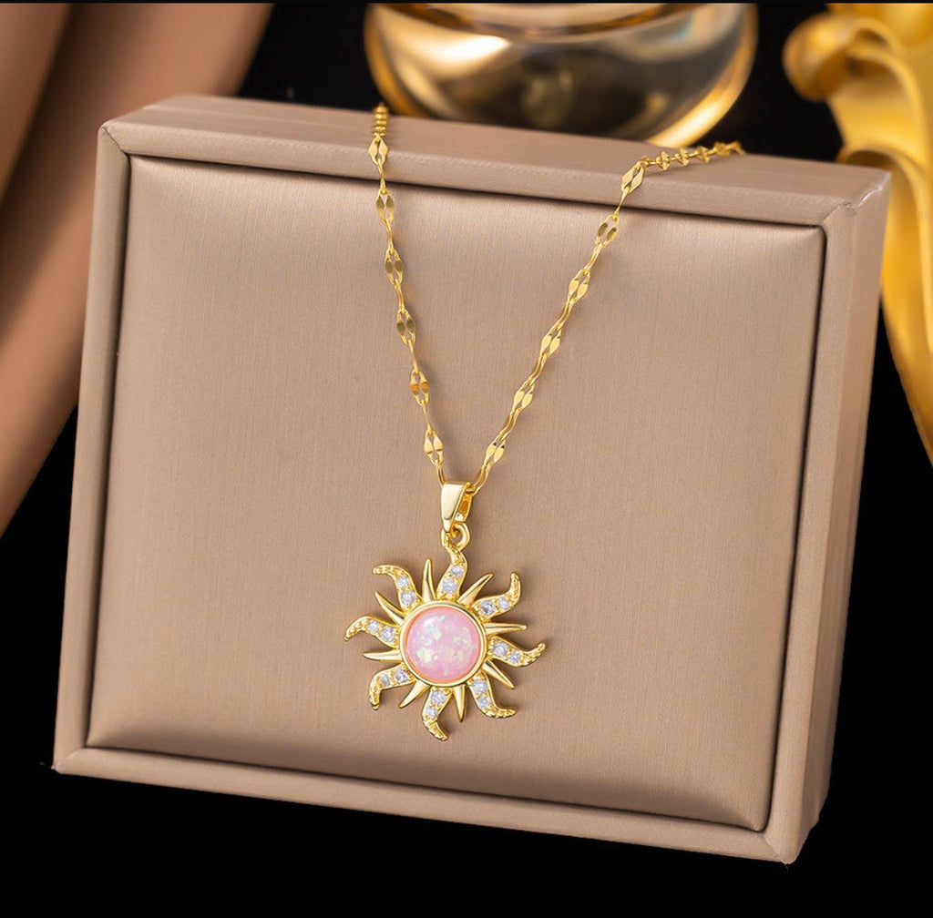 Pink Opal Sun Necklace