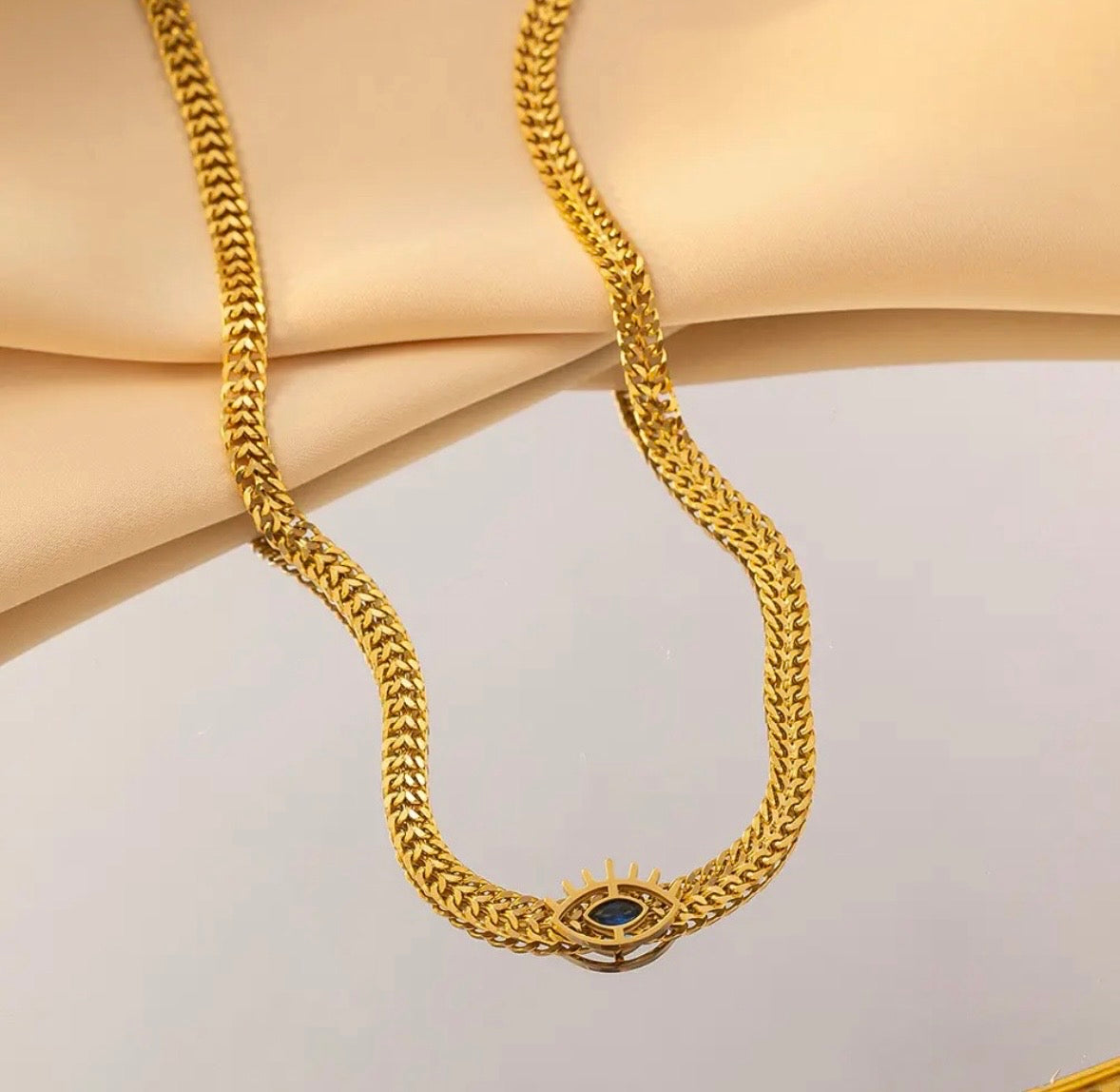 Anti Tarnish Evil Eye Gold Necklace