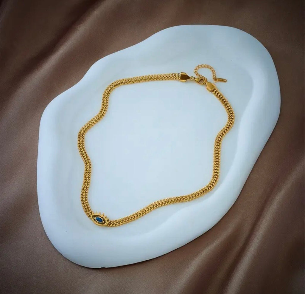 Anti Tarnish Evil Eye Gold Necklace