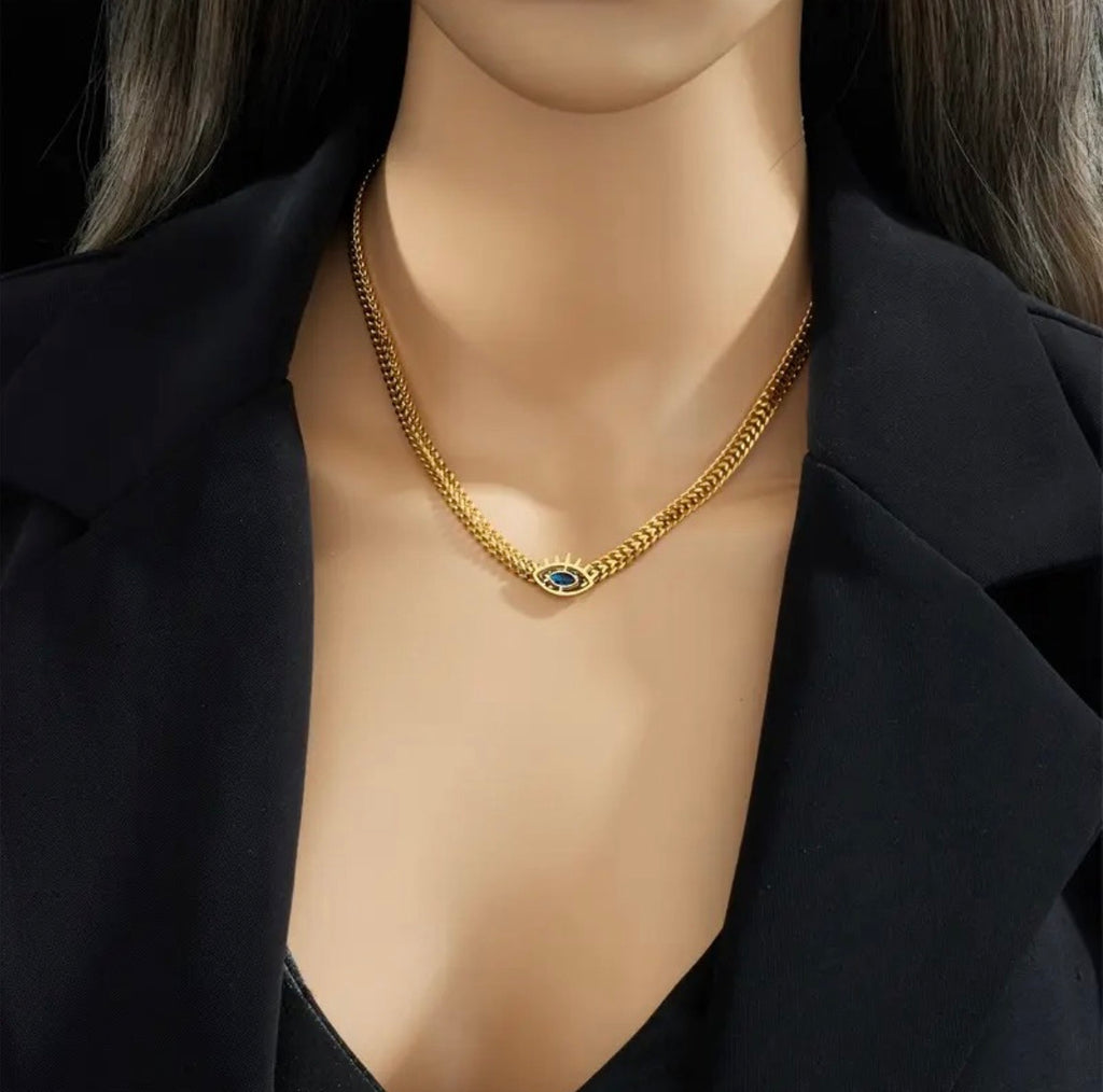 Anti Tarnish Evil Eye Gold Necklace