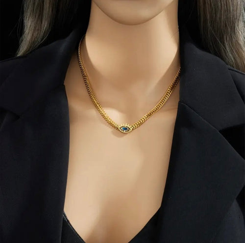 Anti Tarnish Evil Eye Gold Necklace