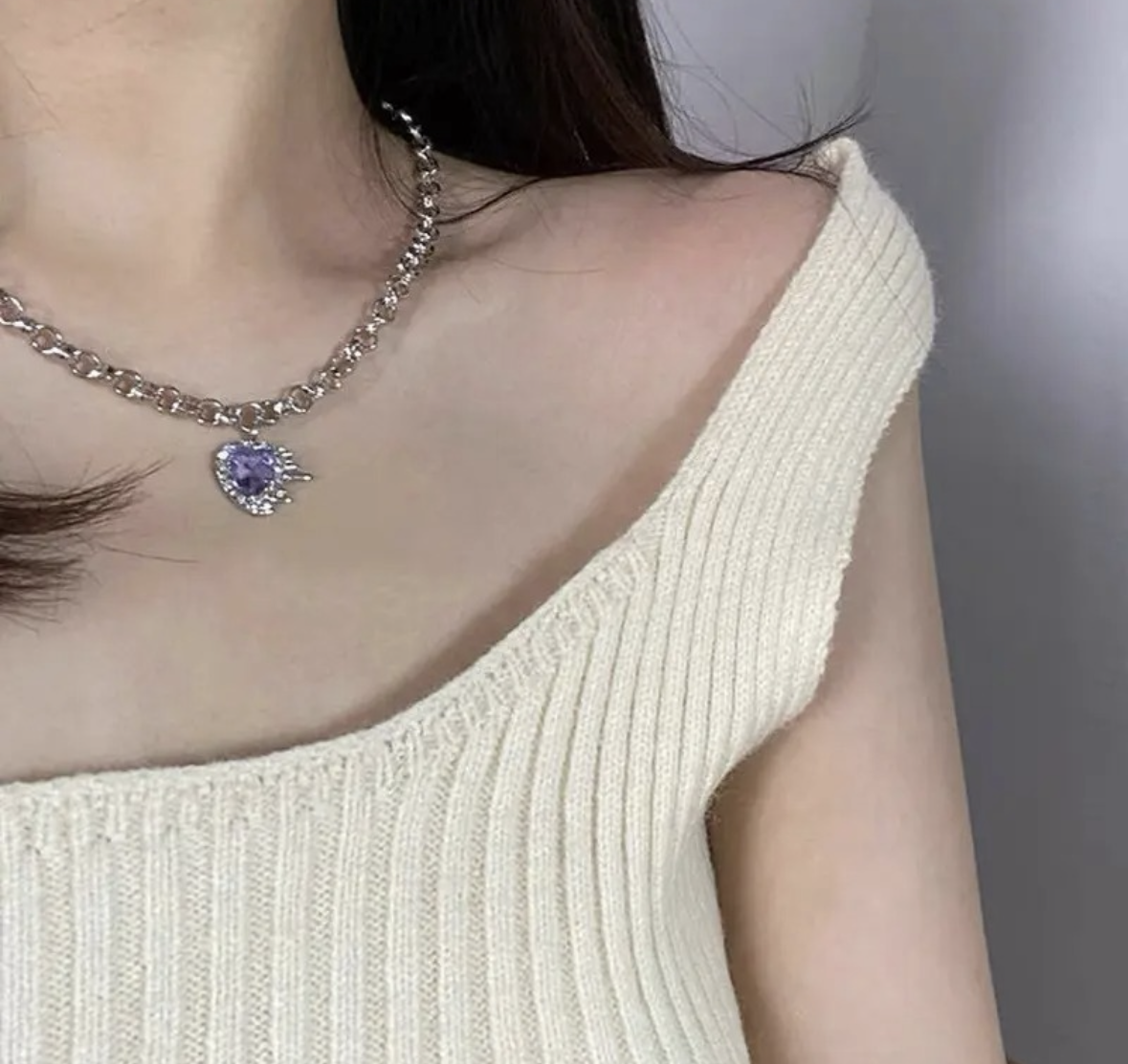 Luna Violet Heart Pendant Necklace