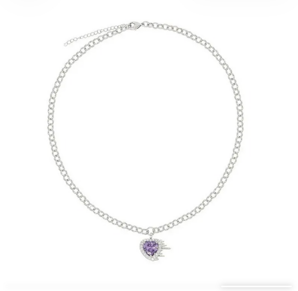Luna Violet Heart Pendant Necklace