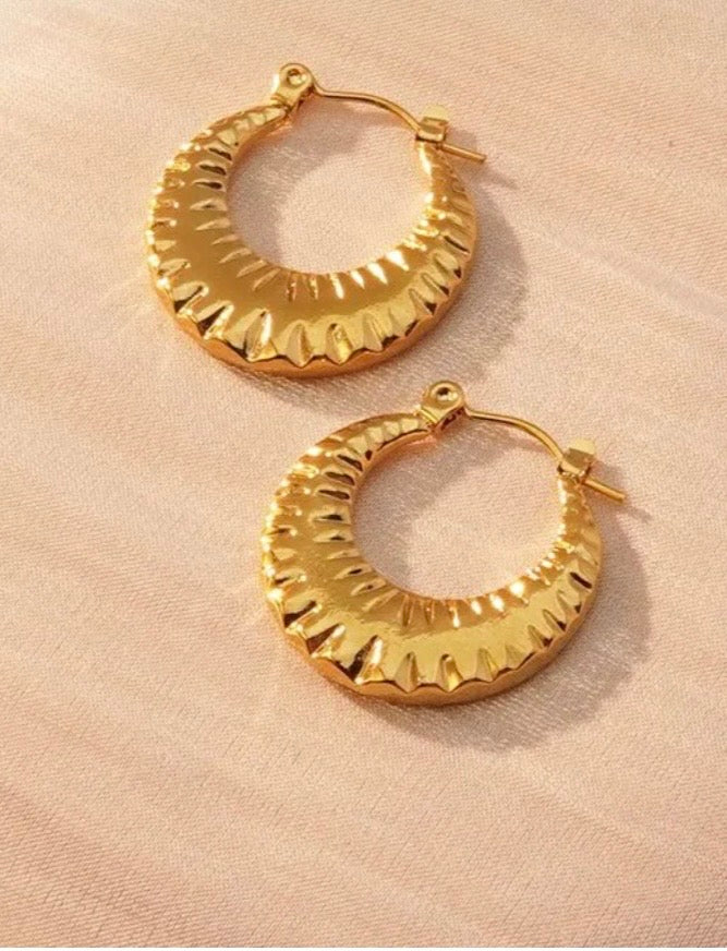 Sunburst Textured Hoop Earrings