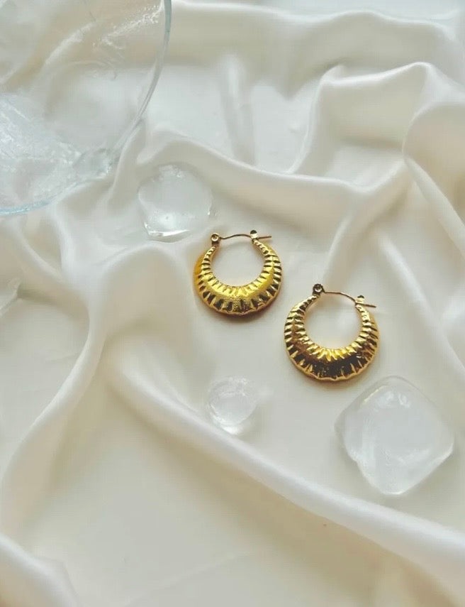Sunburst Textured Hoop Earrings