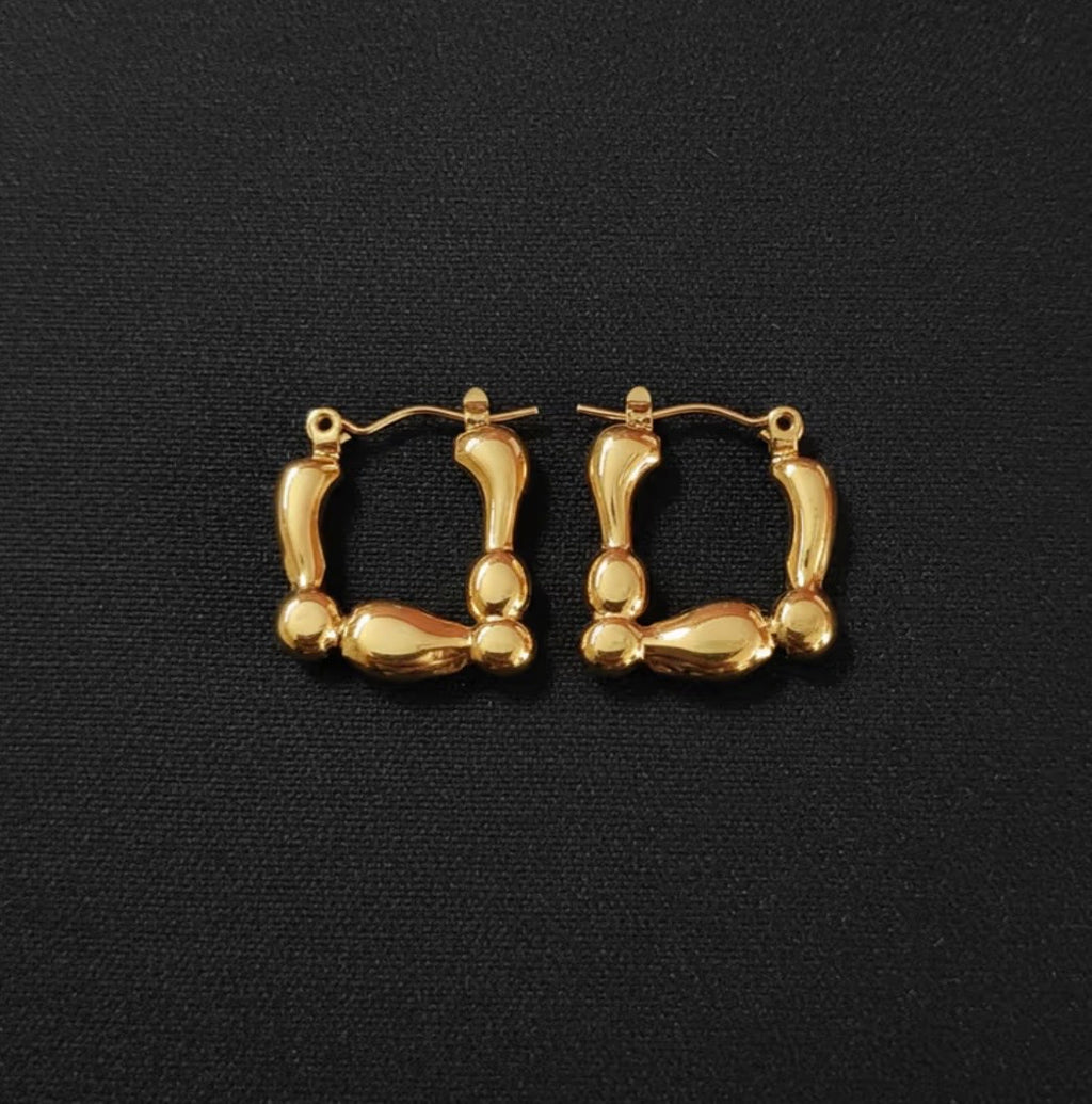 Golden Bead Luxe Hoop Earrings