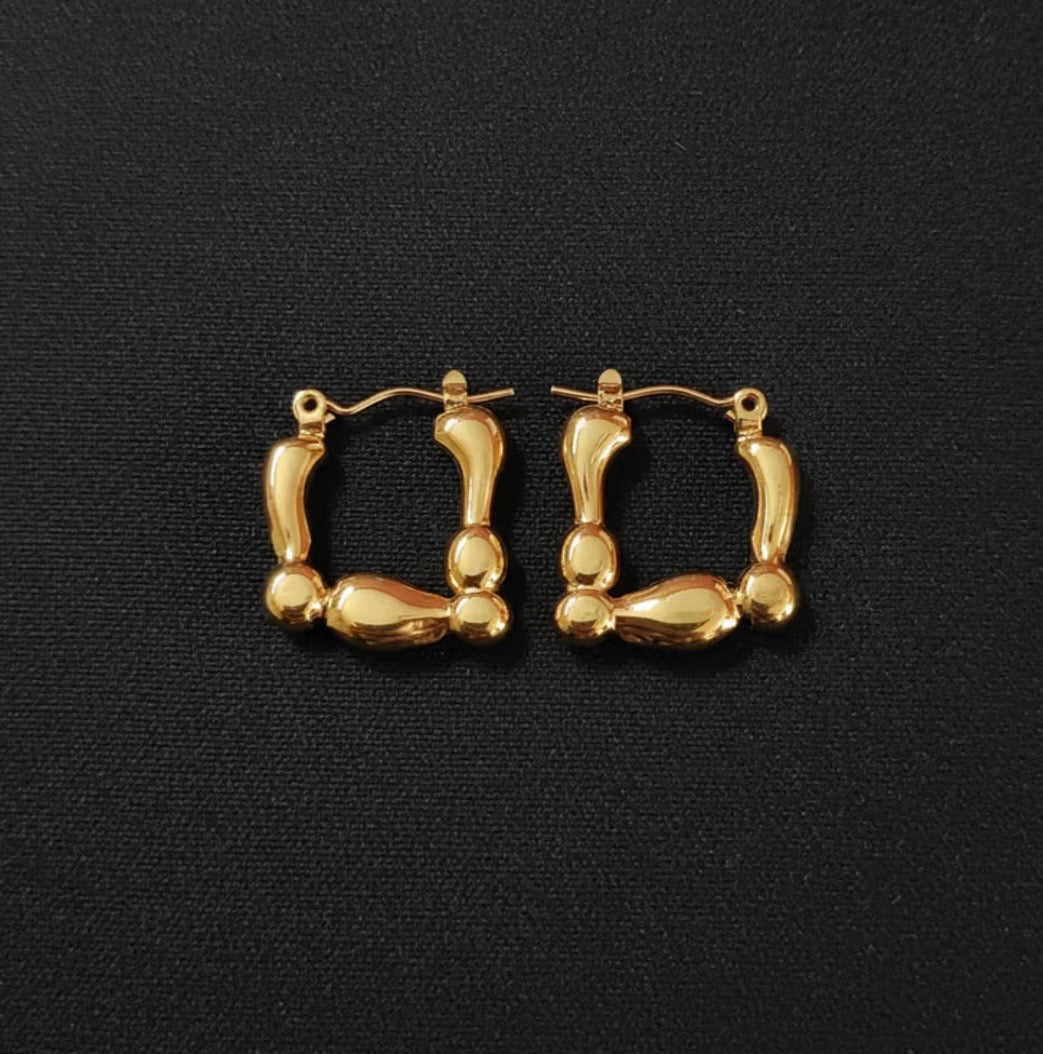 Golden Bead Luxe Hoop Earrings