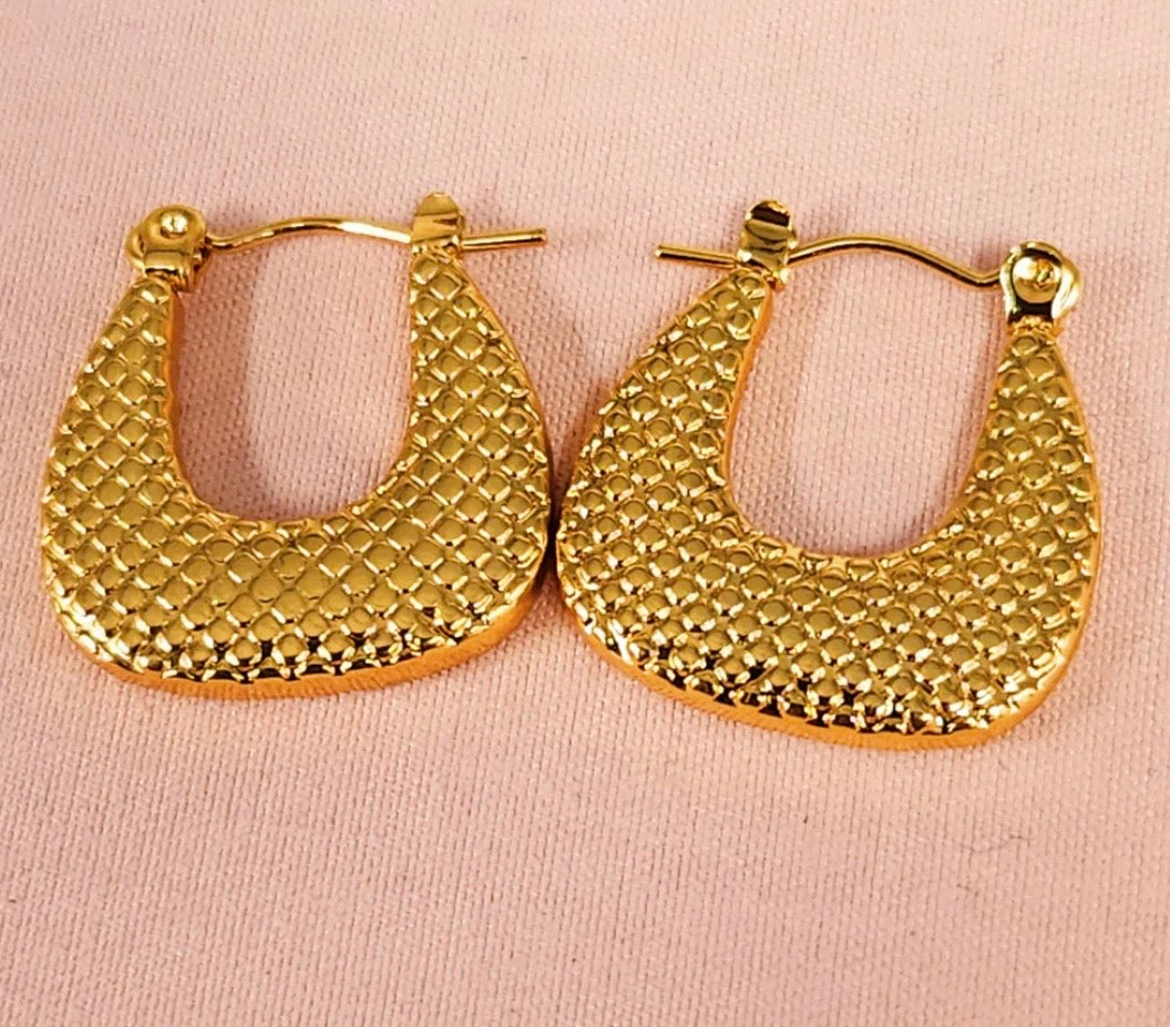 Honeycomb Crescent Hoop Earrings