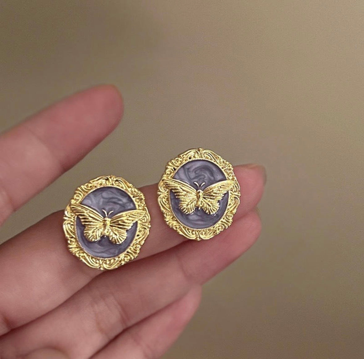 Moonlit Lavender Butterfly Earrings
