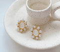 Regal Pearl Halo Stud Earrings