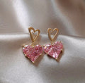 Blush Crystal Heart Drop Earrings