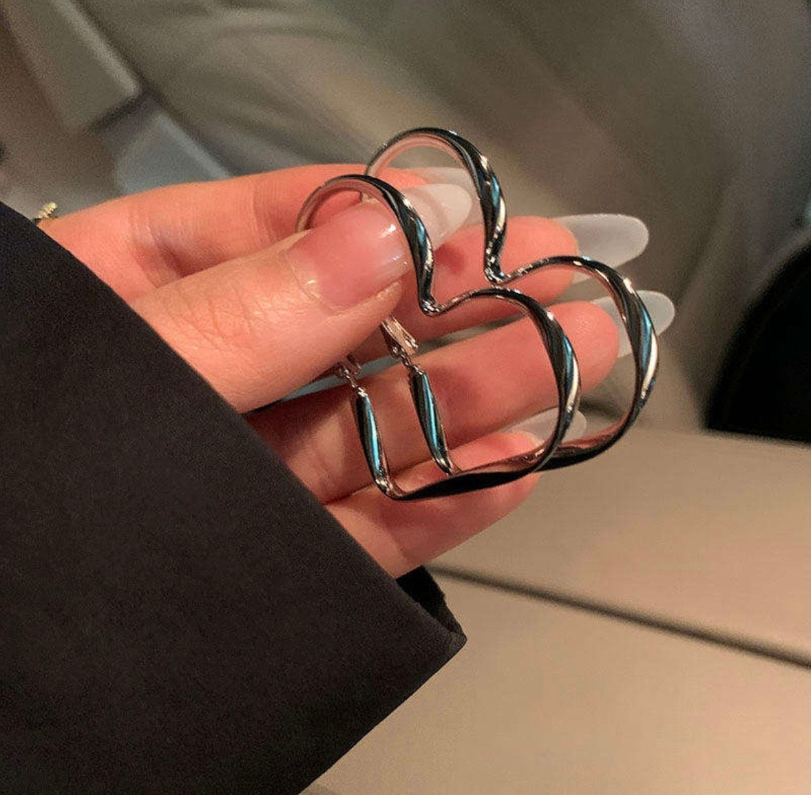 Silver Heartline Hoop Earrings