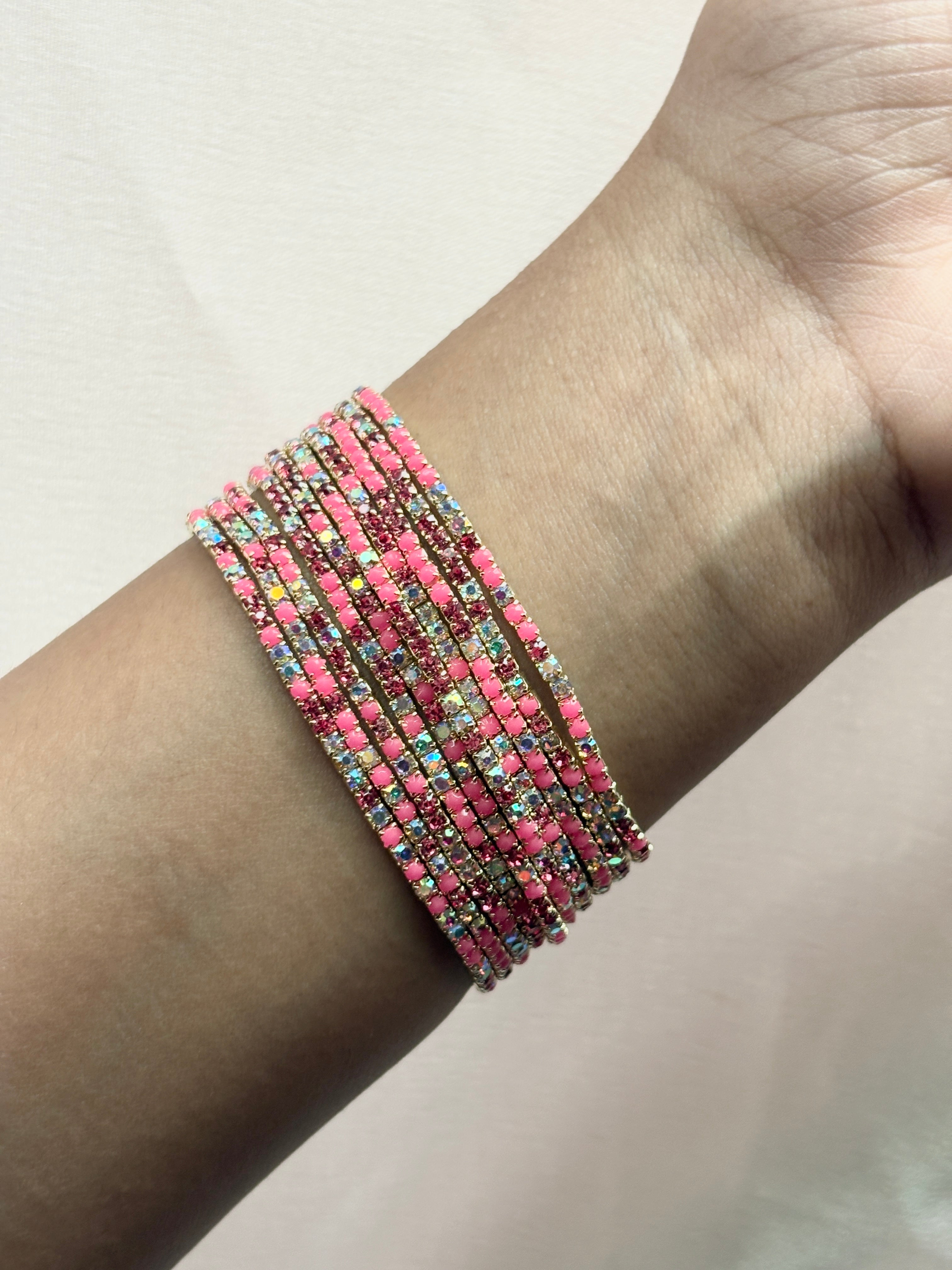 Candy Pink Crystal Wrap Bracelet (Single Piece)