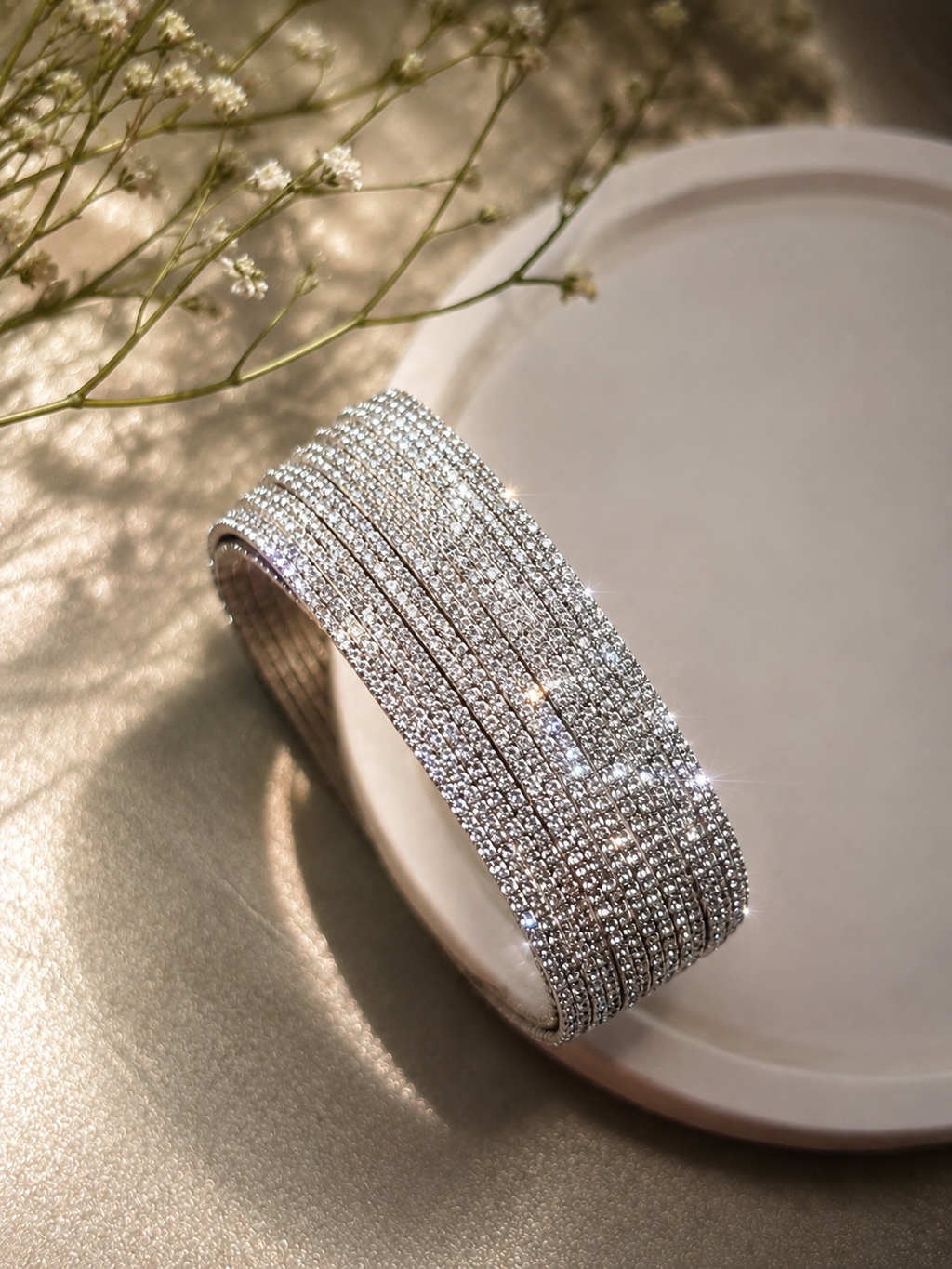 Silver Crystal Wrap Bracelet (Single Piece)