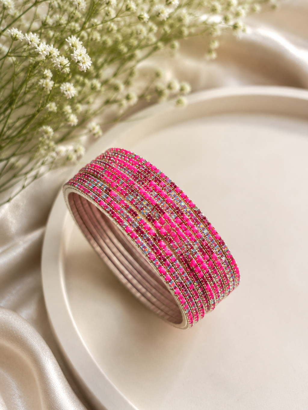 Candy Pink Crystal Wrap Bracelet (Single Piece)
