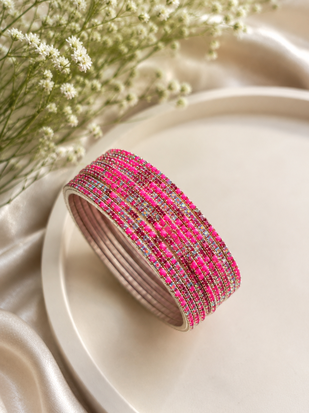Candy Pink Crystal Wrap Bracelet (Single Piece)
