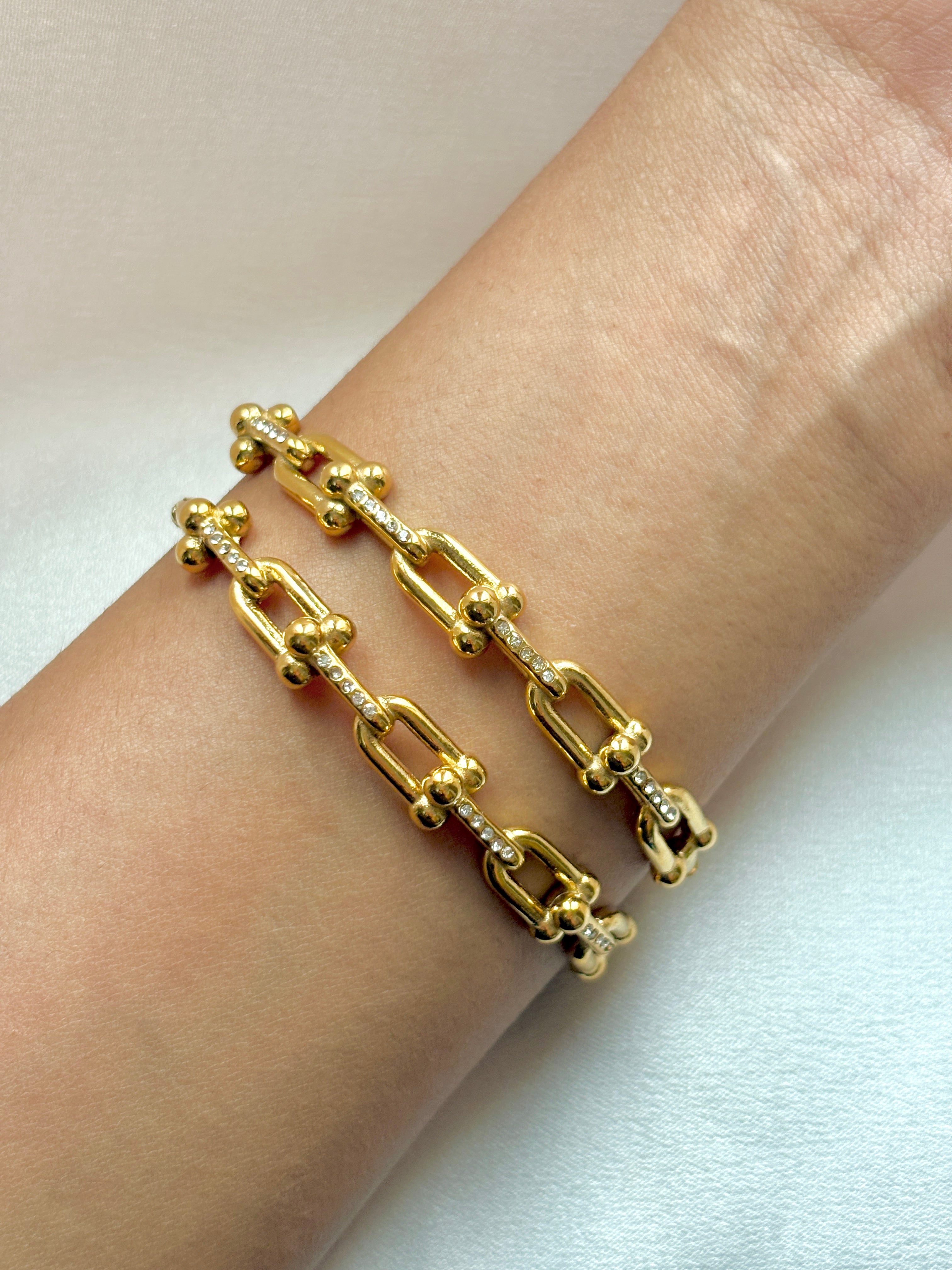Golden Orbit Link Bracelet Set of 2 (Standard Size)