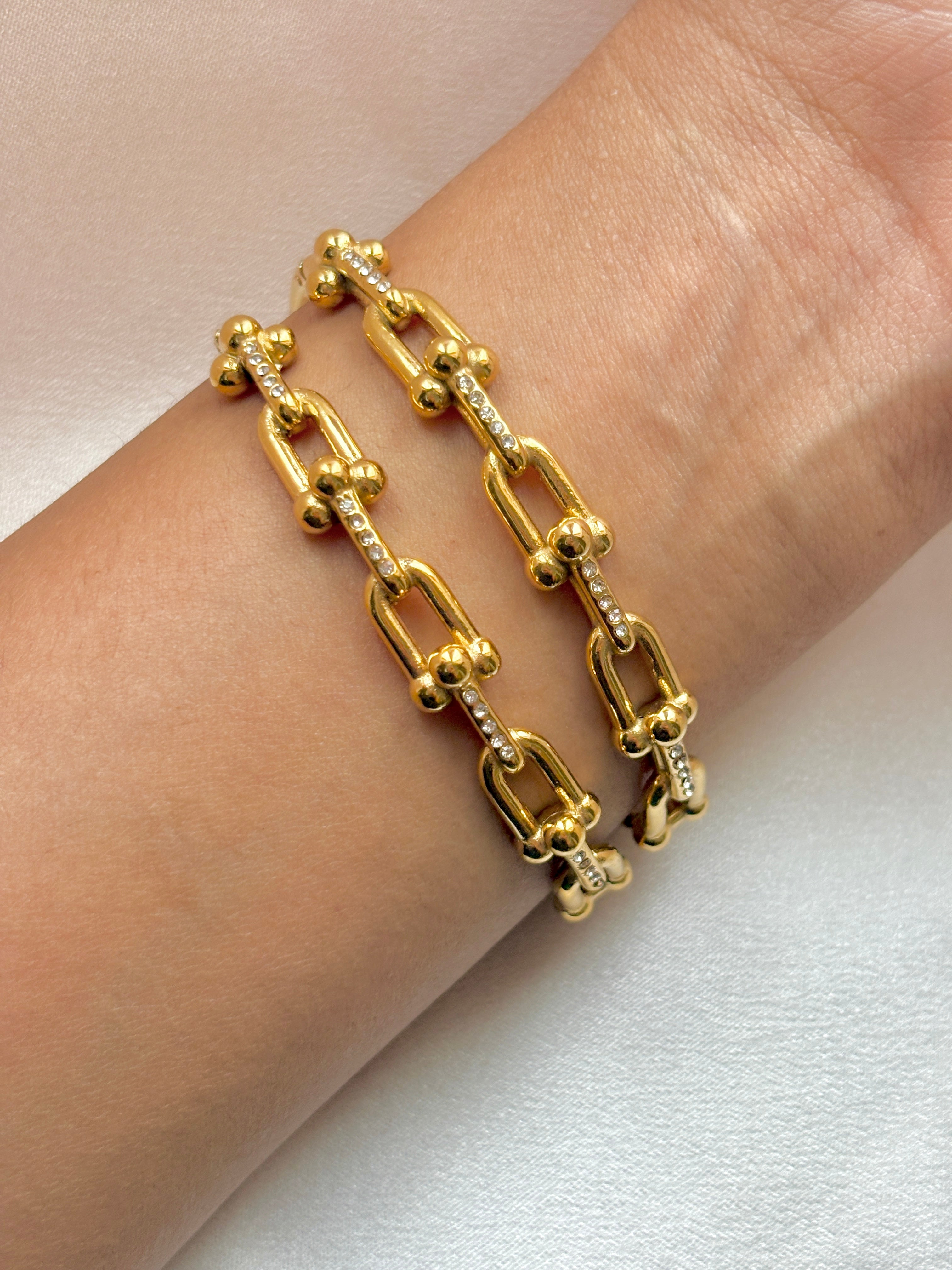 Golden Orbit Link Bracelet Set of 2 (Standard Size)