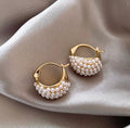 Pearl Cluster Gold Hoop Earrings