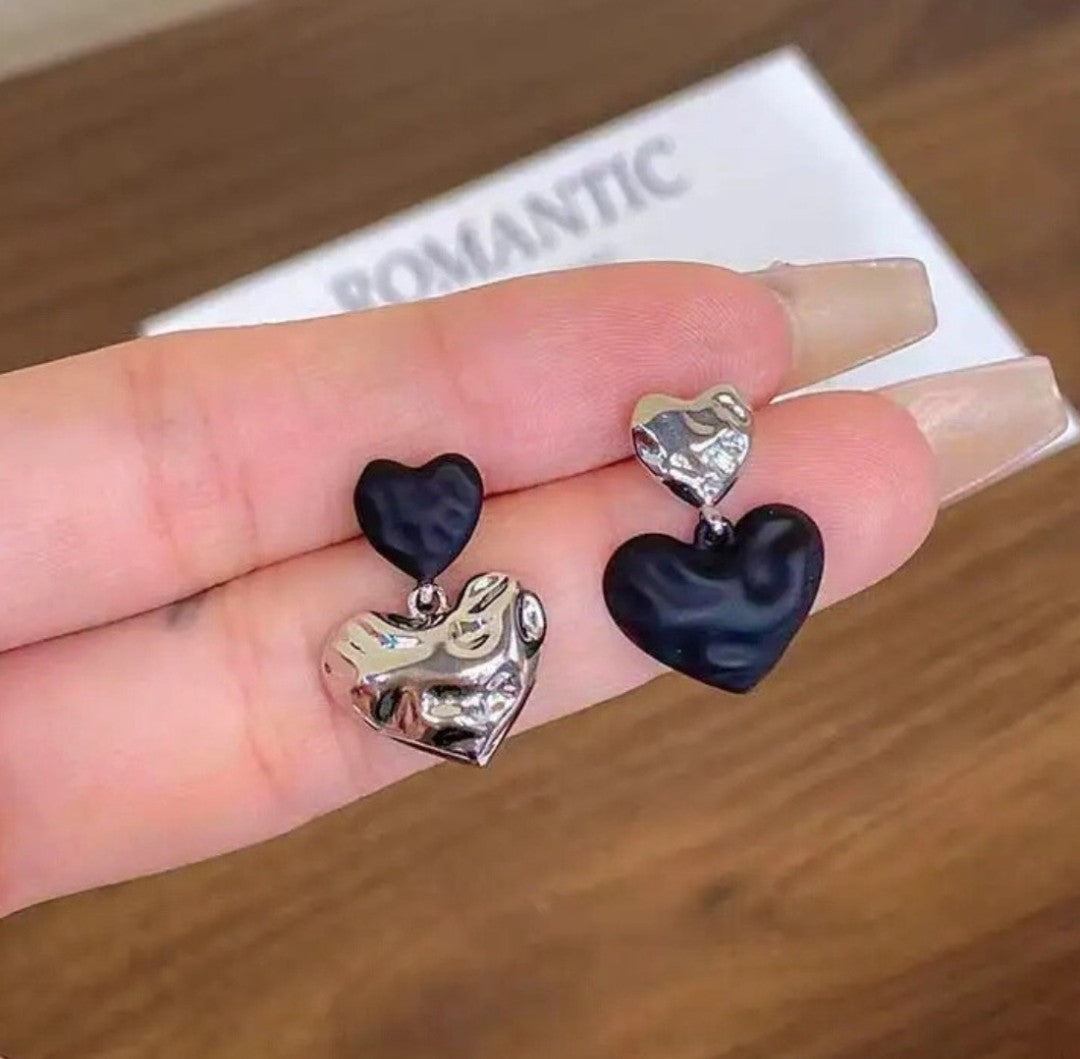 Midnight Heart Drop Earrings