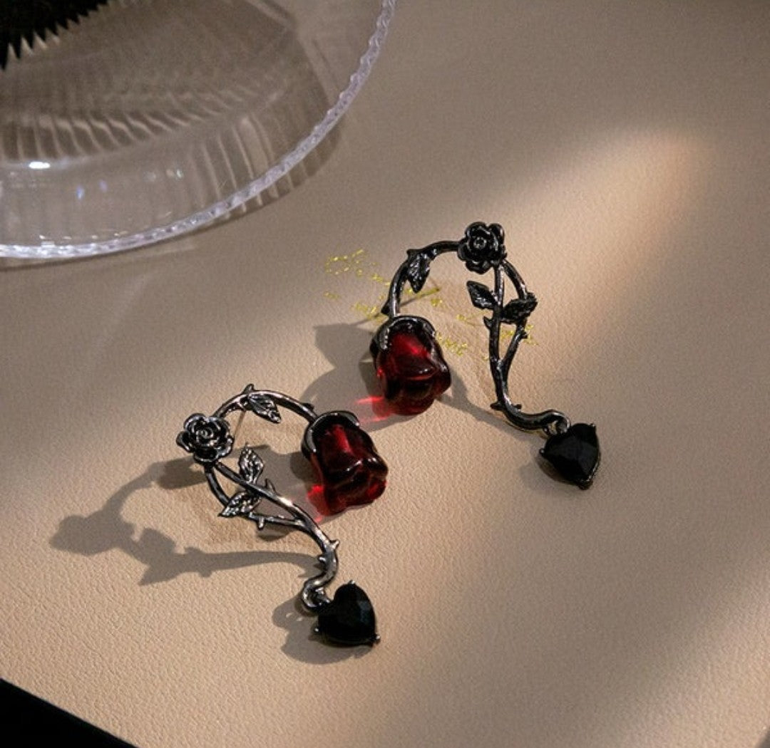 Midnight Rose Gothic Drop Earrings