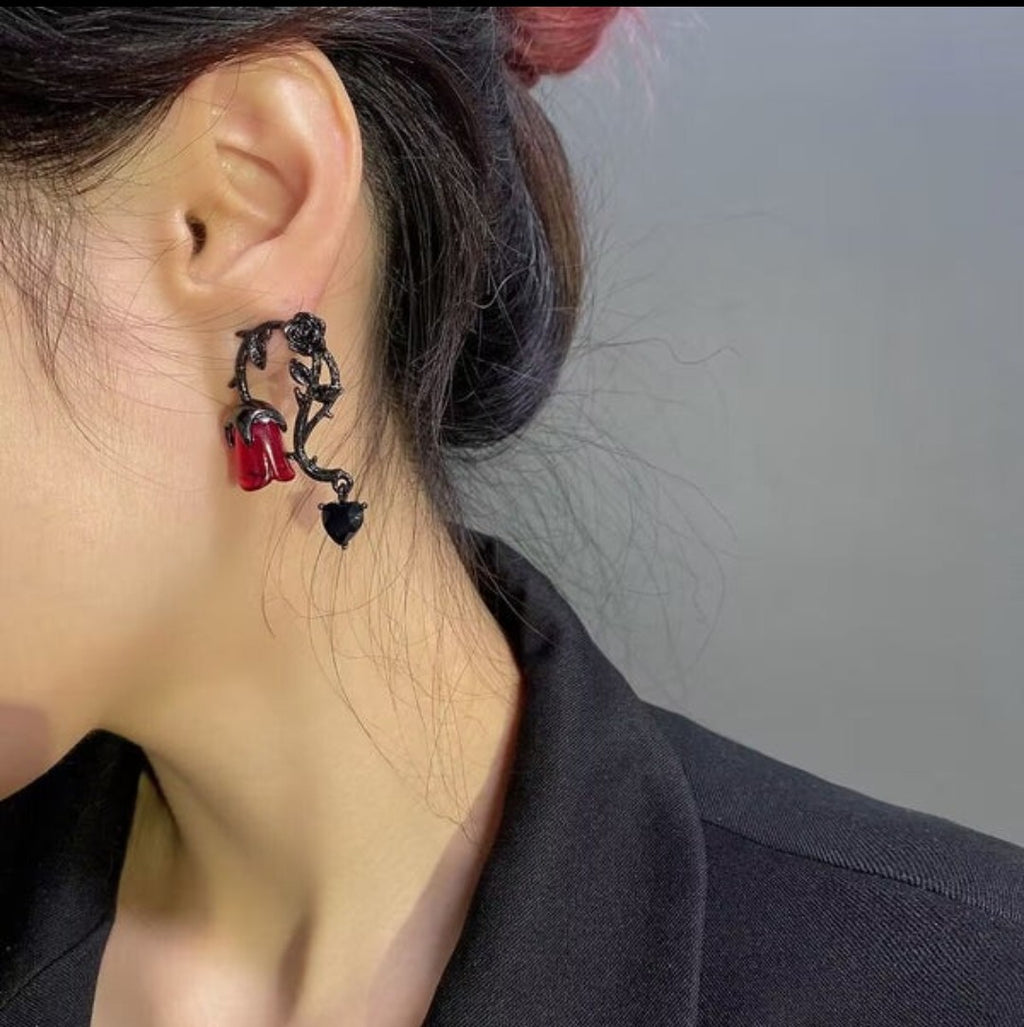 Midnight Rose Gothic Drop Earrings
