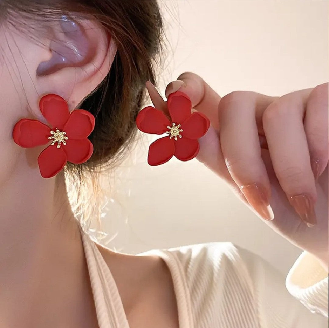 Scarlet Blossom Statement Studs