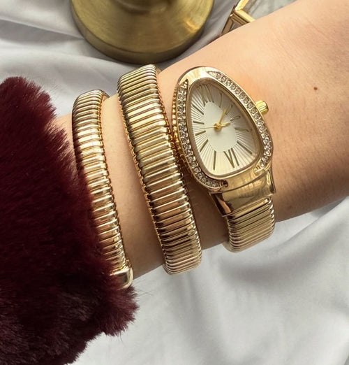 Anti Tarnish Golden Snake Watch