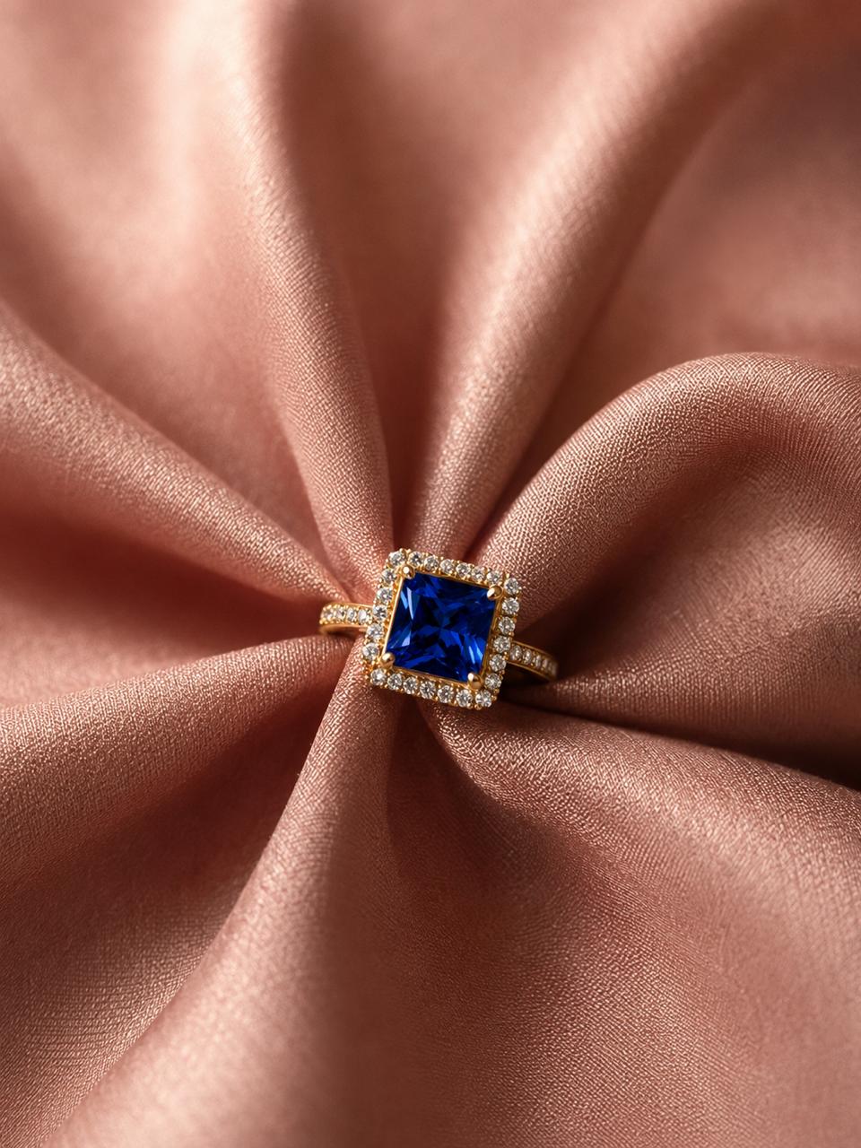 Blue Princess Halo Adjustable Ring