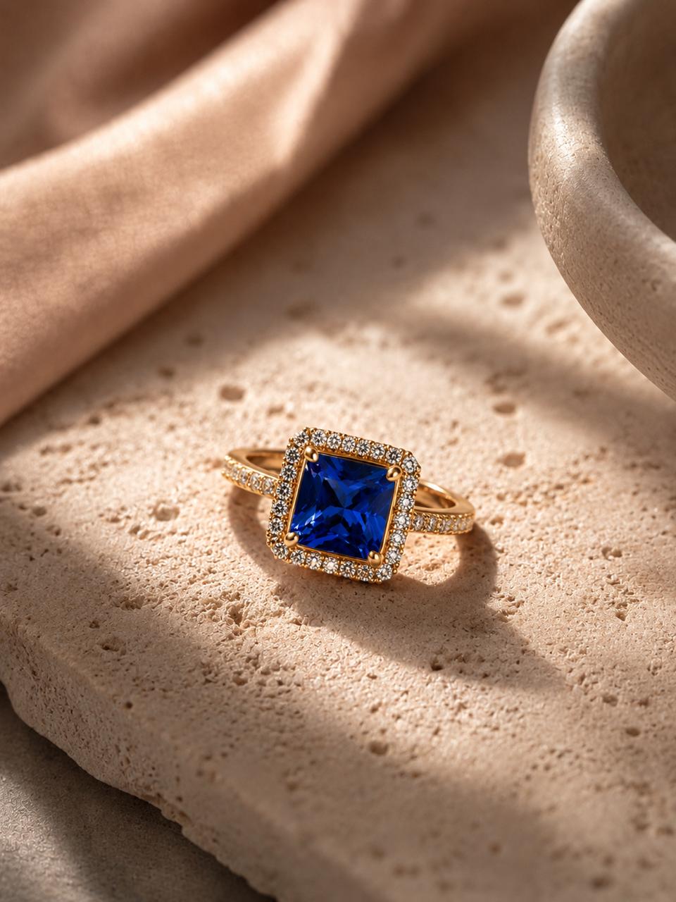 Blue Princess Halo Adjustable Ring